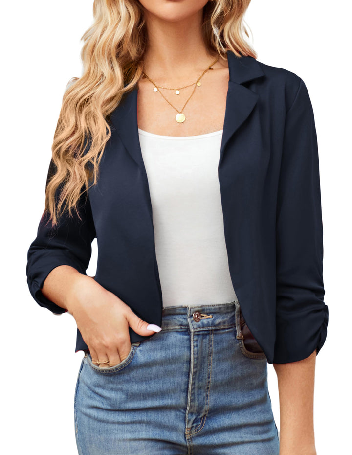 GRACE KARIN Damen Leicht Cropped Blazer Business Blazerjacke Casual Offene Blazer 3/4 Ärmel kurz Arb