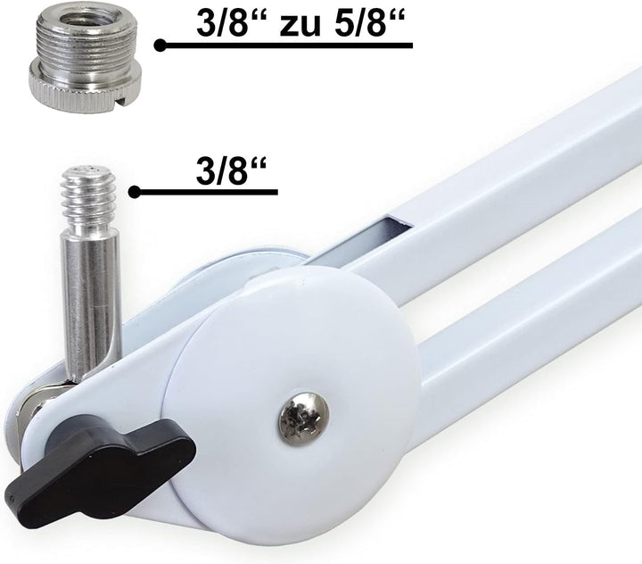 keepdrum MS138 WH Tisch-Mikrofonarm Podcast-Mikrofonstativ Weiss MS138 Gelenkarm Weiss, MS138 Gelenk