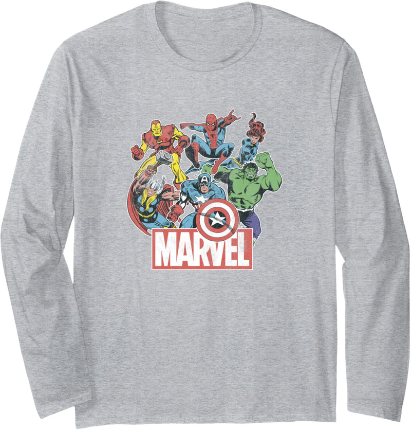 Marvel Avengers Team Retro Comic Vintage Langarmshirt