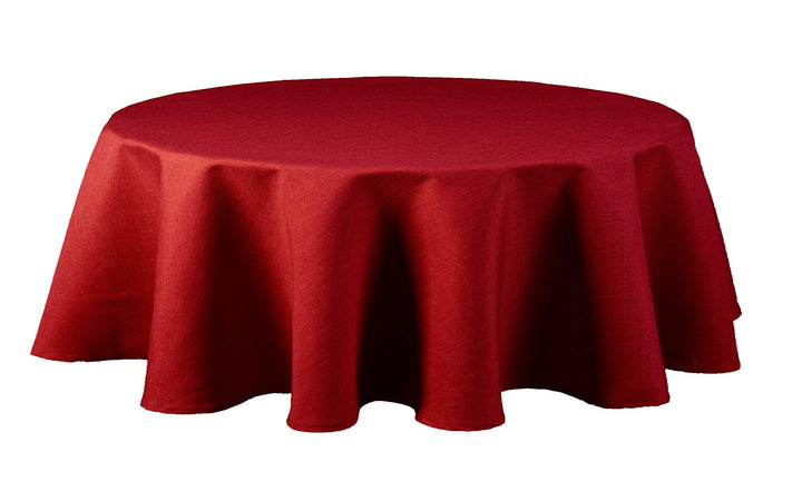Textil Tischdecke - Leinen Optik - wasserabweisend oval (rot, oval 130x220) Rot oval 130x220, Rot ov