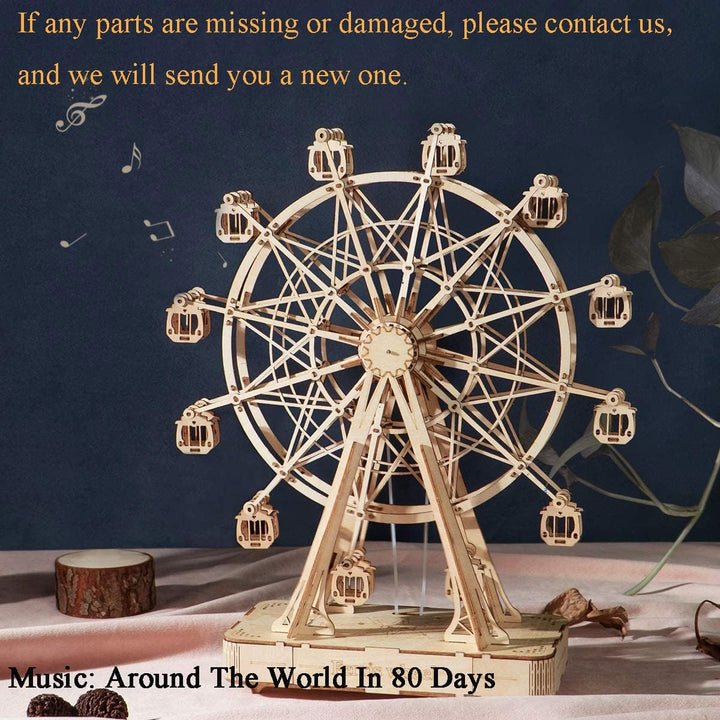 Rolife 3D Puzzle Riesenrad Spieldose Modellbausatz Holzbausatz Erwachsene mit Musik für Kinder und E