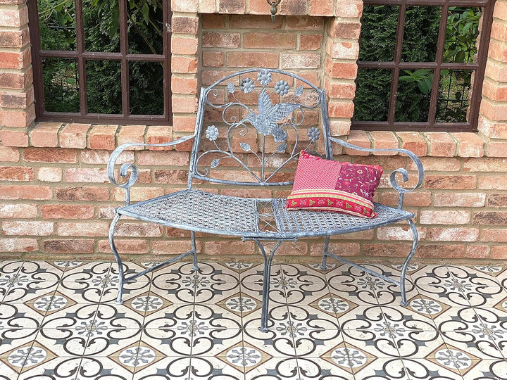 DanDiBo Sitzbank Halbrund Metall Wetterfest Grau 130 cm Baumbank 96013 Gartenbank Parkbank Eisenbank