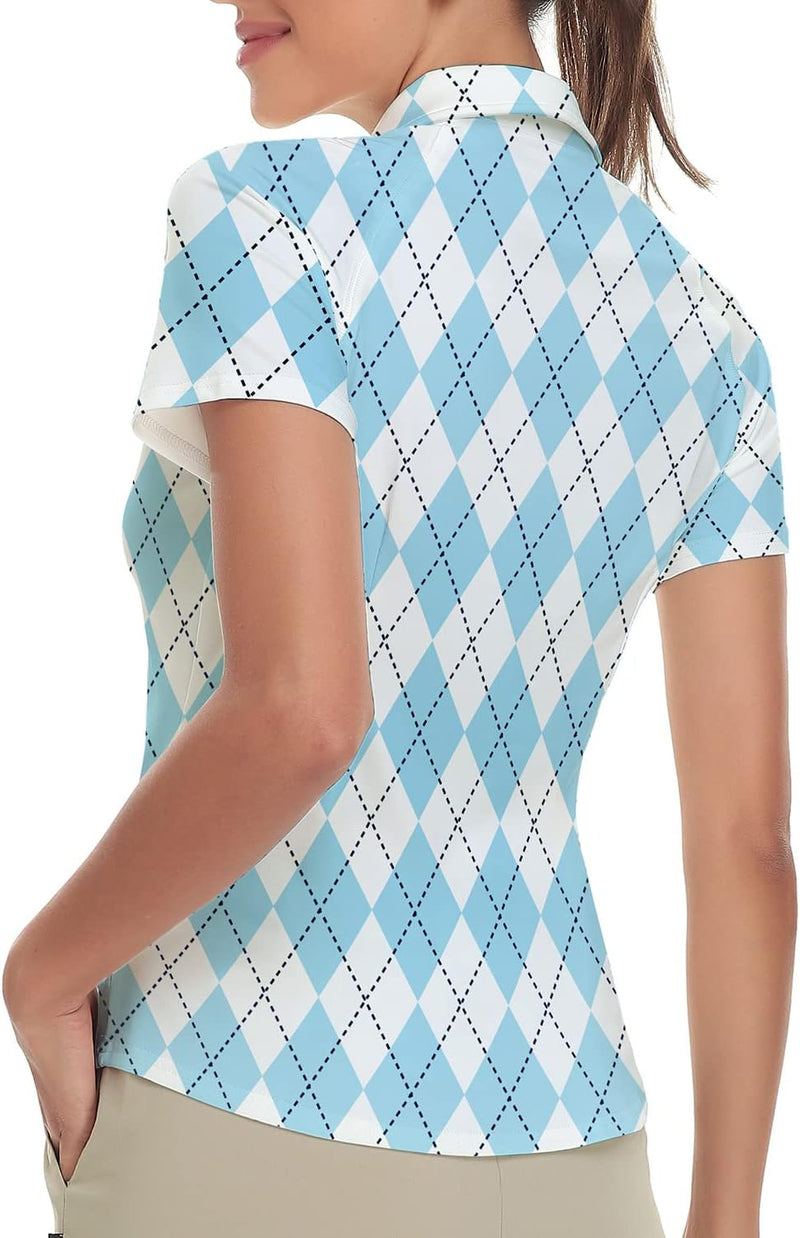 Soneven Poloshirt für Damen Kurzarm Sportshirt Damen mit 1/4 Reissverschluss Sport Tshirts Damen Sch