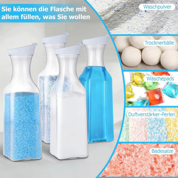 4 Stück Waschmittel Aufbewahrung Pulver, 1.5 L Waschpulver Aufbewahrungsbox mit 2 Stück Trichter, Wa
