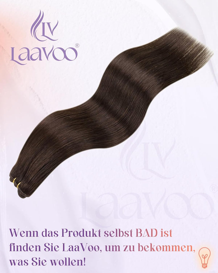 LaaVoo Extensions Tressen Remy Braun Haartressen Echthaar Dunkel Braun Extensions Echthaar Tressen G