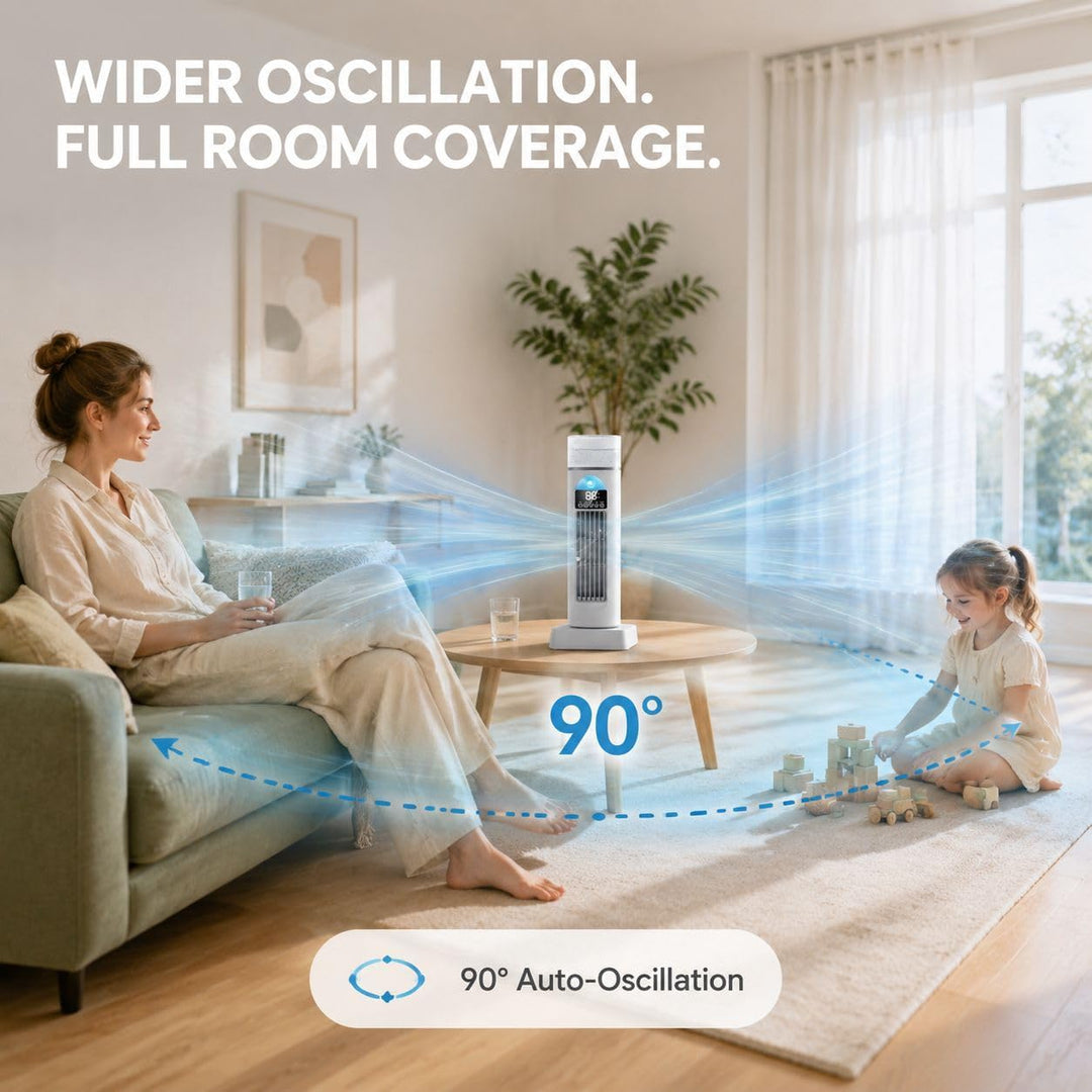 Leiser Turmventilator, Raumkühler, Ventilator, tragbarer Turm, AC-Klimaanlage – 6 Geschwindigkeiten,