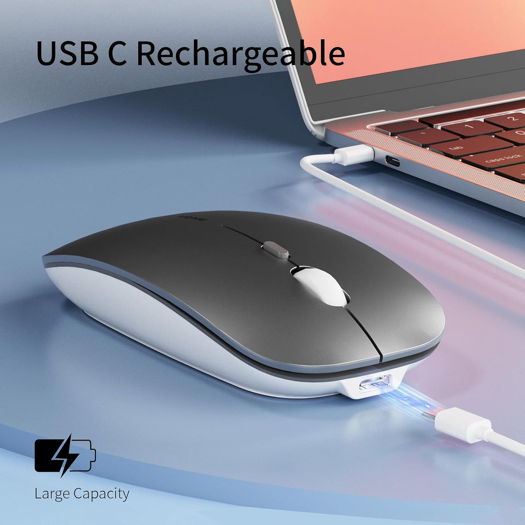 Uiosmuph Q5 Kabellos Maus, Wiederaufladbar Funkmaus 2.4G Leise Funkmaus Ultra Dünn Wireless Computer