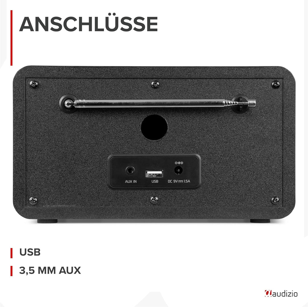 Audizio Avio - Kompaktes DAB Plus Radio mit Bluetooth, Digitalradio, FM & UKW, AUX, 30 Watt Lautspre