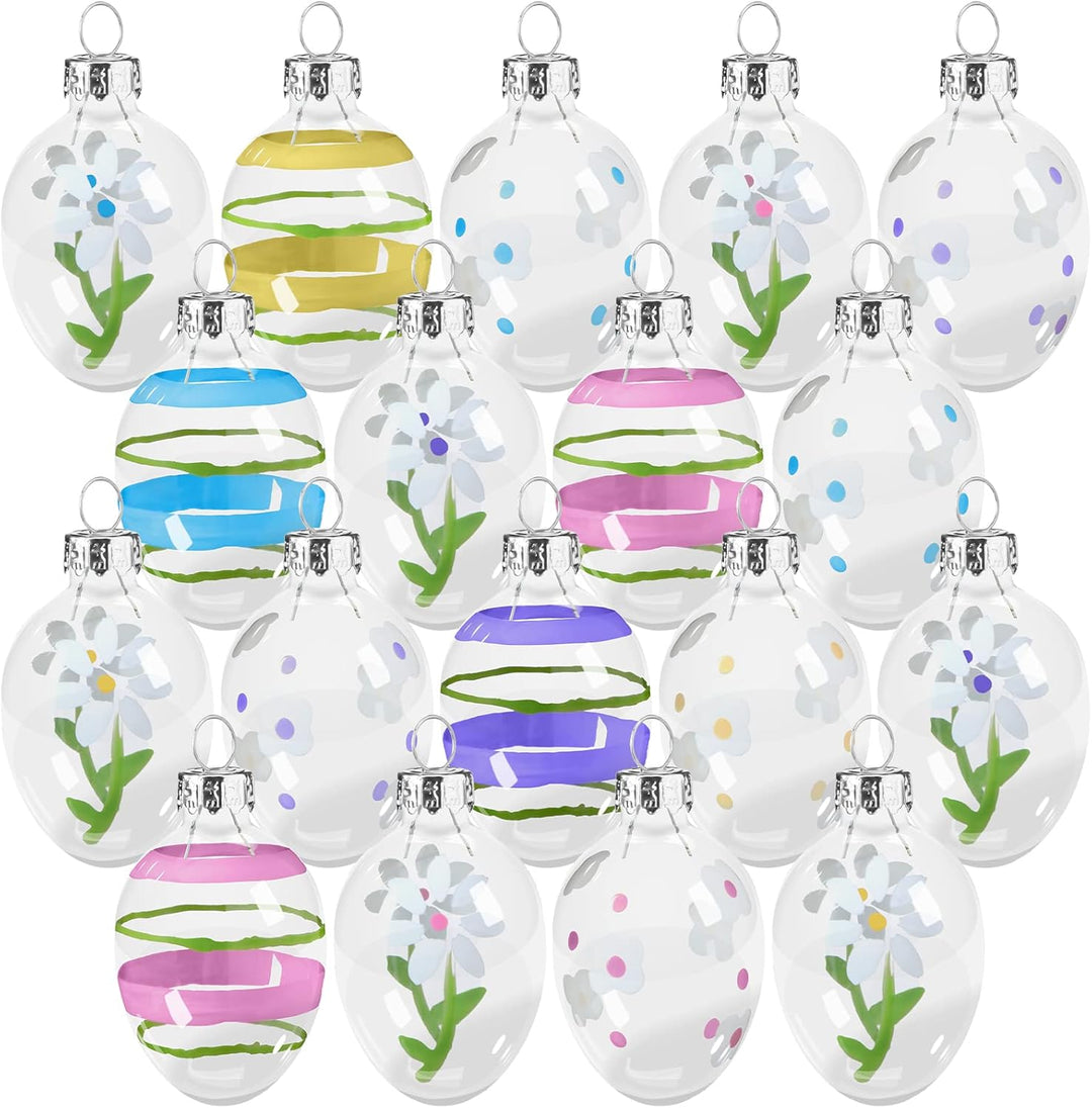 Glas-Osterei-Ornamente zum Aufhängen, Buntglas-Ei, handbemalt, Pastell-Ostereier für Baum, Frühling,