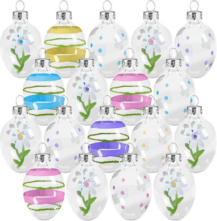 Glas-Osterei-Ornamente zum Aufhängen, Buntglas-Ei, handbemalt, Pastell-Ostereier für Baum, Frühling,