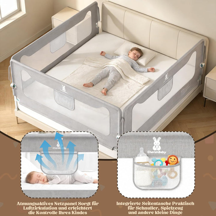 Rausfallschutz Boxspringbett,Rausfallschutz Bett 180cm,Bettschutzgitter für Babys und Kinder,Bettgit