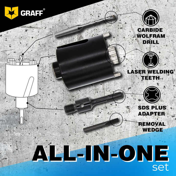 GRAFF Diamant Bohrkrone 102mm Beton Dosensenker Dosenbohrer - Diamant Bohrkronen Set für Mauerwerk Z