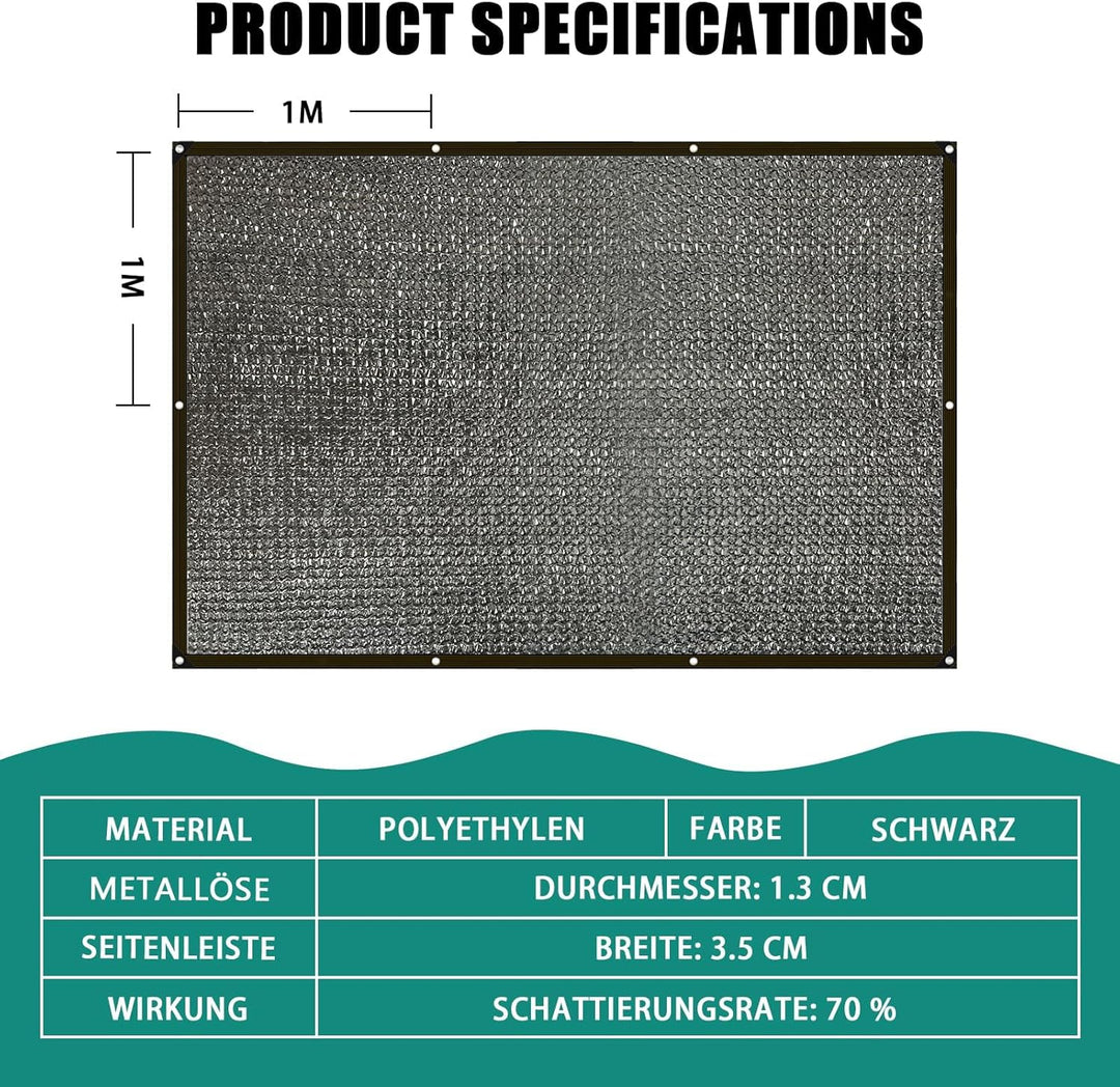 Schattierungsnetz Mit öSen 3x1.5m,Schutznetz 70% Outdoor Schattennetz UV- und windabweisend,Sonnense