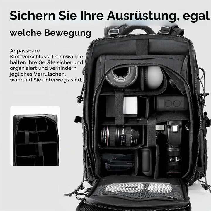 ULANZI 28L Kamerarucksack, Kameratasche gross mit mehreren Erweiterungspunkte, 7-lagiger Partitionss