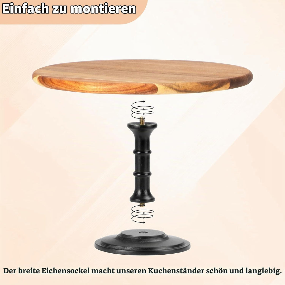 Etagere Tortenständer/Cupcake Ständer aus Holz 1 Etagen | Gross | Dessertständer aus Holz mit Eichen