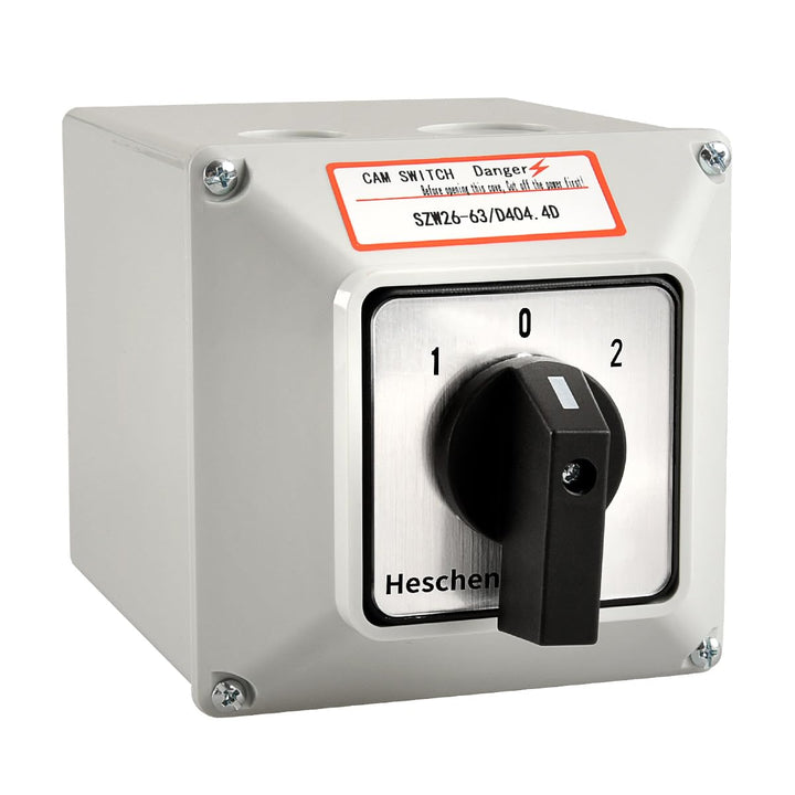 Heschen universaler Drehwechselschalter SZW26-63/D404.4D 660V 63A ON-OFF-ON, 3 Positionen, 4 Phasen,