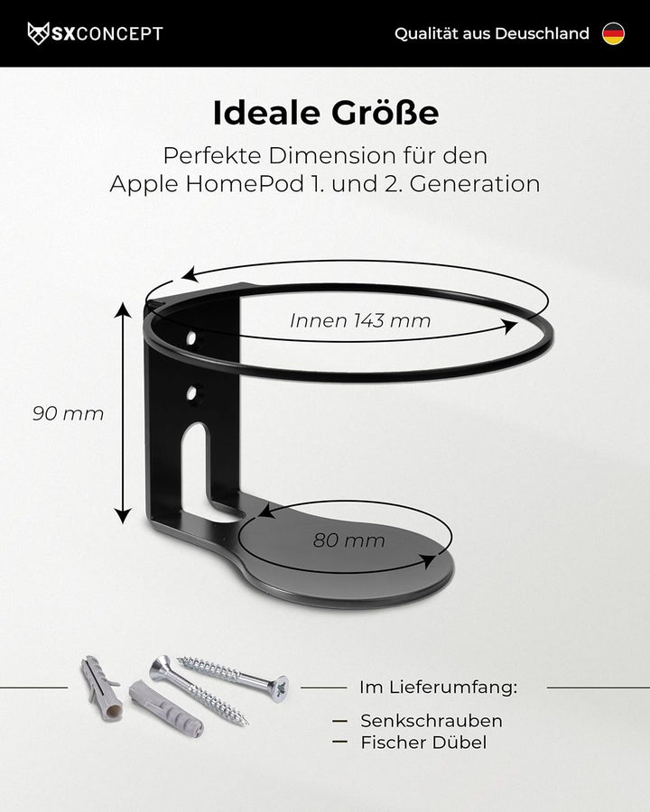 SX-Concept Wandhalterung für Apple HomePod | Gerade-Variante | Minimalistisches Design | geringer Wa
