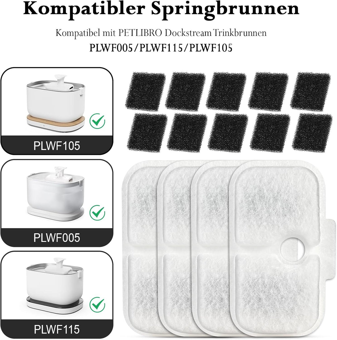 40 Stück Filter Katzenbrunnen, Dockstream Trinkbrunnen für Katze PLWF005, PLWF115, PLWF105, Trinkbru