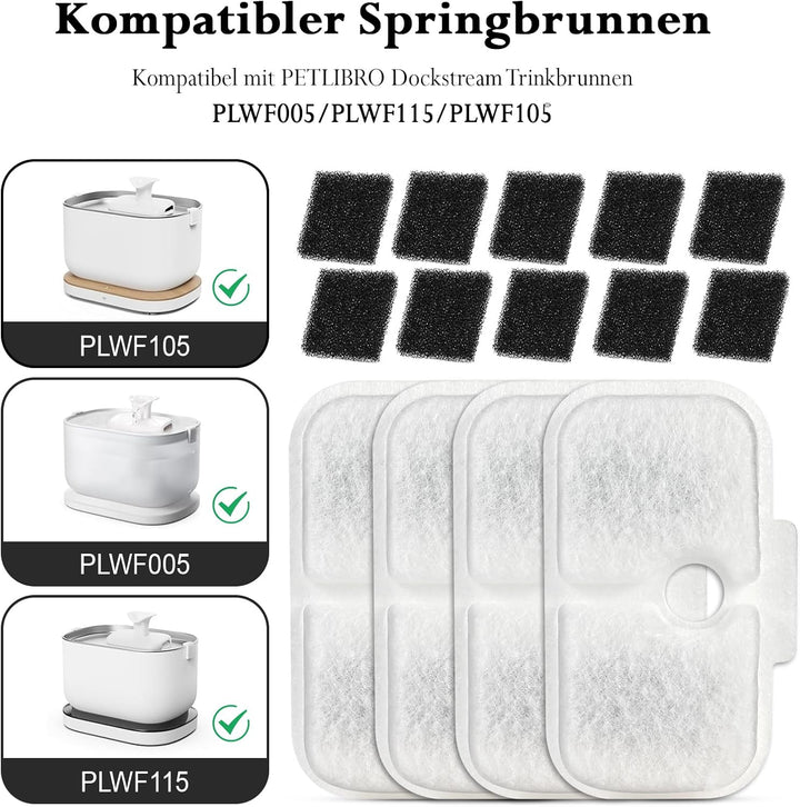 40 Stück Filter Katzenbrunnen, Dockstream Trinkbrunnen für Katze PLWF005, PLWF115, PLWF105, Trinkbru