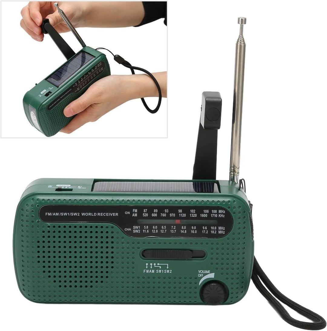 Handkurbel-Solarradio AM FM SW1 SW2 Camping-LED-Taschenlampe, Multiband-Camping-Notfallradio für Win