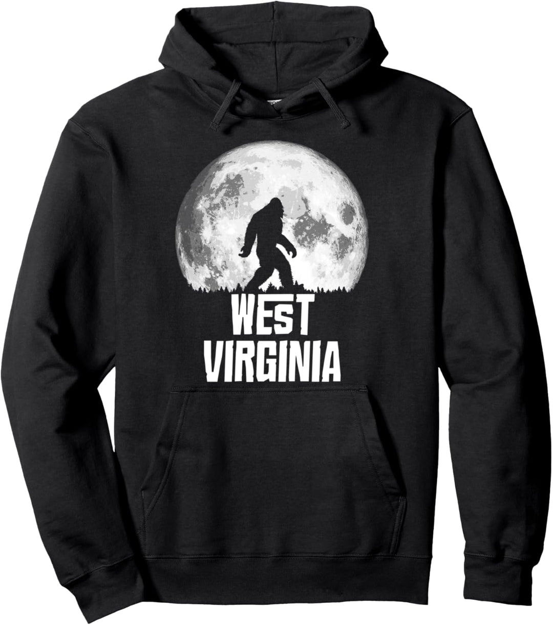 West Virginia Bigfoot Vintage Full Moon Retro Squatch Pullover Hoodie