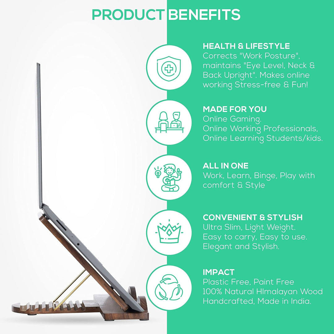 Ergonomischer Laptop-Ständer aus Holz, Tablet-Erhöhung | Online-Arbeiten | Online-Kurse | plastikfre