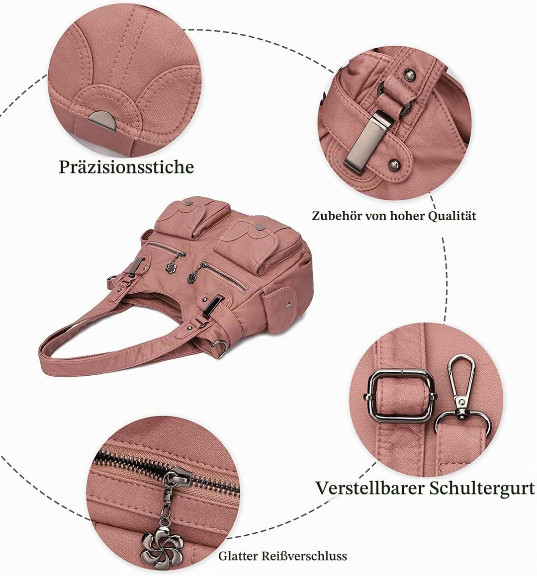 FANDARE Gross Schultertasche Damen Umhängetasche Frauen Vintage Schulranzen Wasserdicht PU Leder Wom