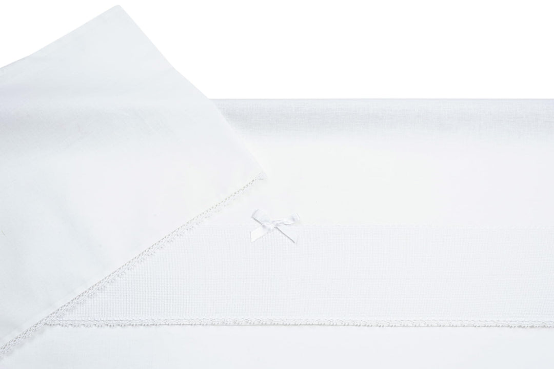 Filet - Bettwäsche-Set für Kinderwagen, 3-teilig, einfarbig, weiss, 1 Spannbettlaken, 1 Oberlaken mi