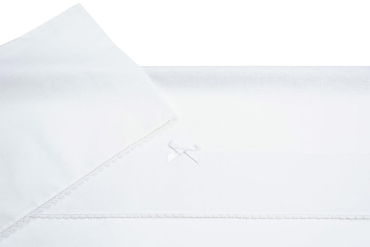 Filet - Bettwäsche-Set für Kinderwagen, 3-teilig, einfarbig, weiss, 1 Spannbettlaken, 1 Oberlaken mi