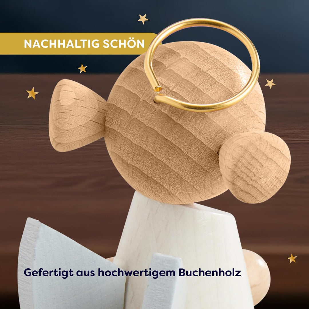 HABA Engel mit Teelicht – Weihnachtliche Holz-Dekoration aus Buchenholz – Stilvoller Schutzengel für