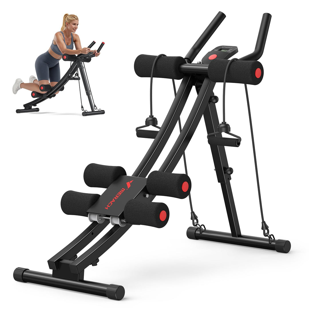 MERACH Bauchtrainer Ab Roller – Dual Track Bauchmuskeltrainer Verstellbares für Abs Bauch Beine Po,