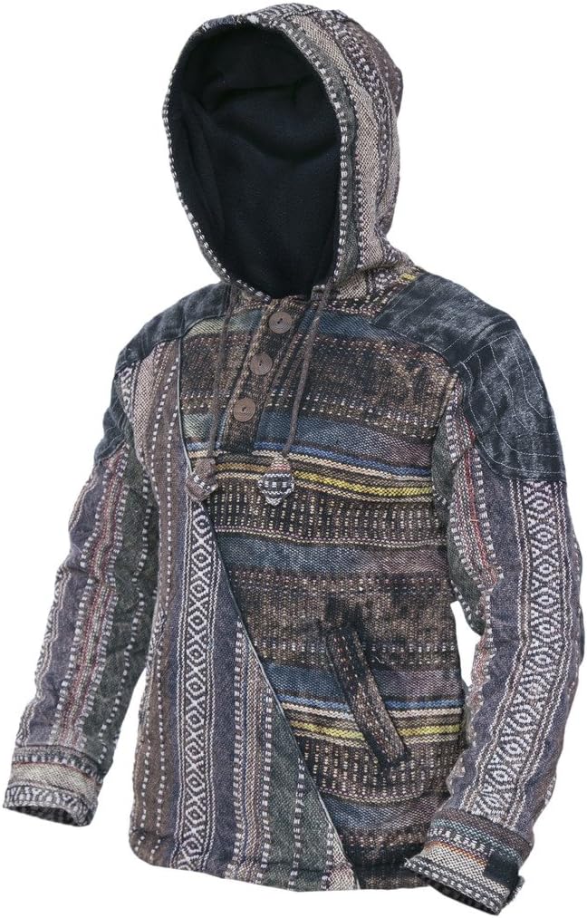 Gheri Herren Baumwolle Half Stonewashed Retro Funky Freizeitjacken Hoodie, S