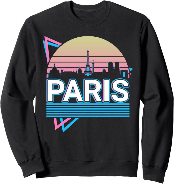 Paris City Skyline Stadtbild Retro Sweatshirt