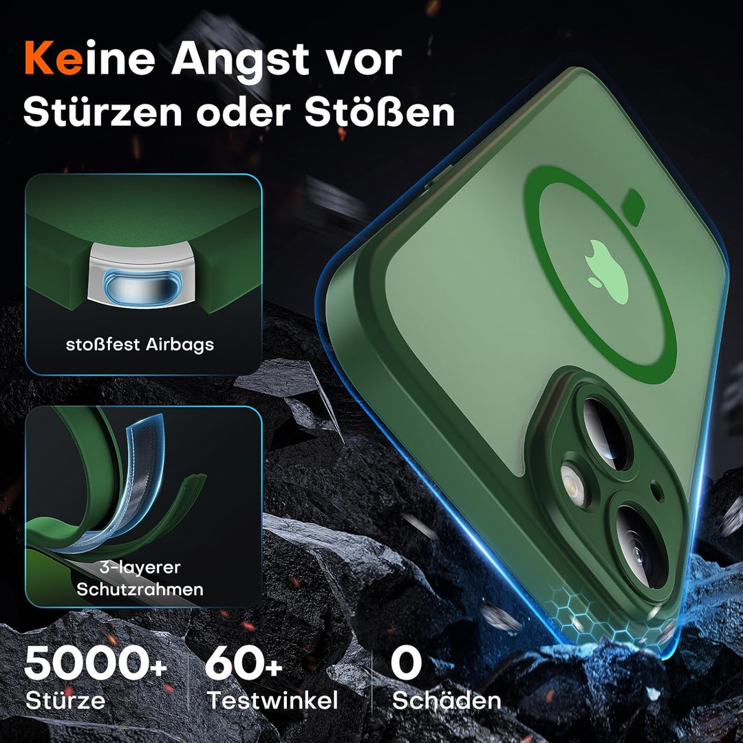 TOCOL 3 in 1 für iPhone 13 Hülle für MagSafe, Vollständiger Kameraschutz Stossfest Kratzfest Magneti
