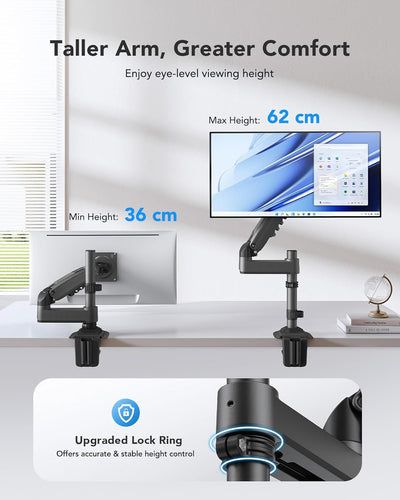 HUANUO 13-32 Zoll Monitor Halterung für LCD LED Bildschirm, Gasdruckfeder Monitor Arm 360° Drehbar,