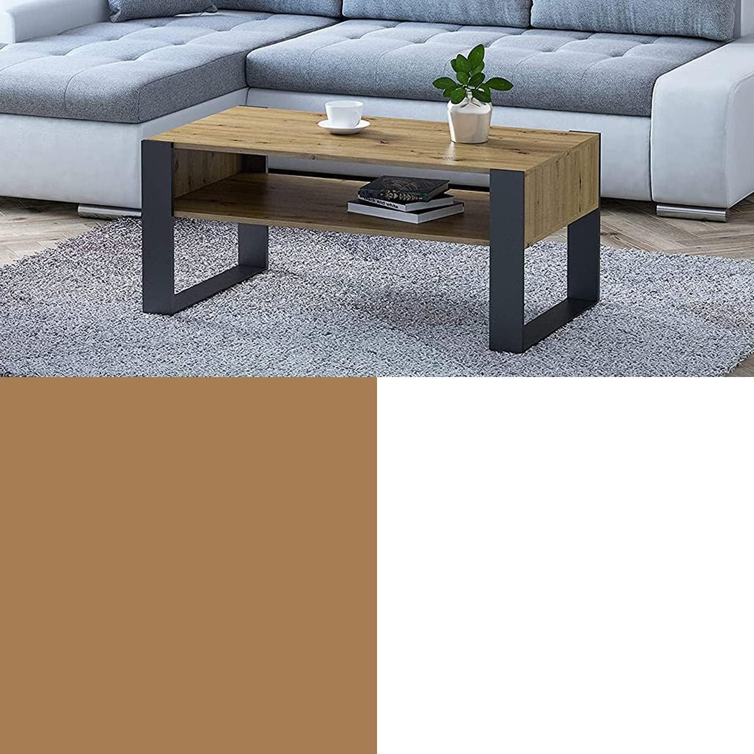 MATKAM Couchtisch KAJA H50 x B100 x T53,6 cm Loft Retro, offene Ablage unter der Tischplatte, Kufenb