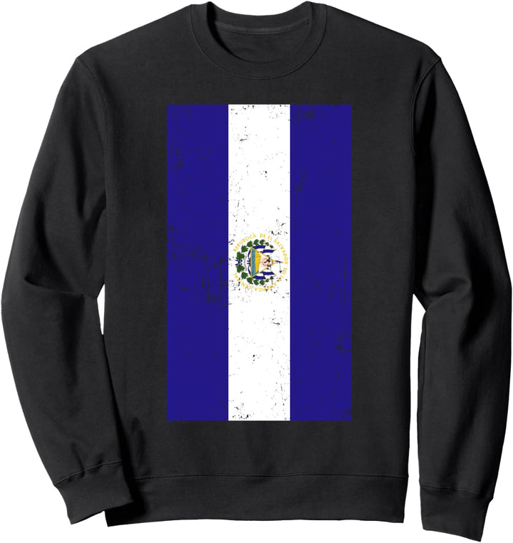 El Salvador Central America San Salvador Distressed Flag Sweatshirt