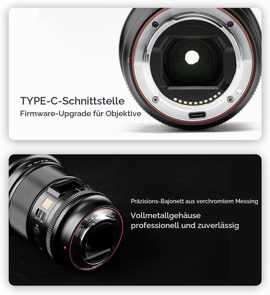 VILTROX AF 16mm F1.8 FE Weitwinkel Objektiv Vollformat Autofokus für Sony E-Mount Kameras A7III A7RI