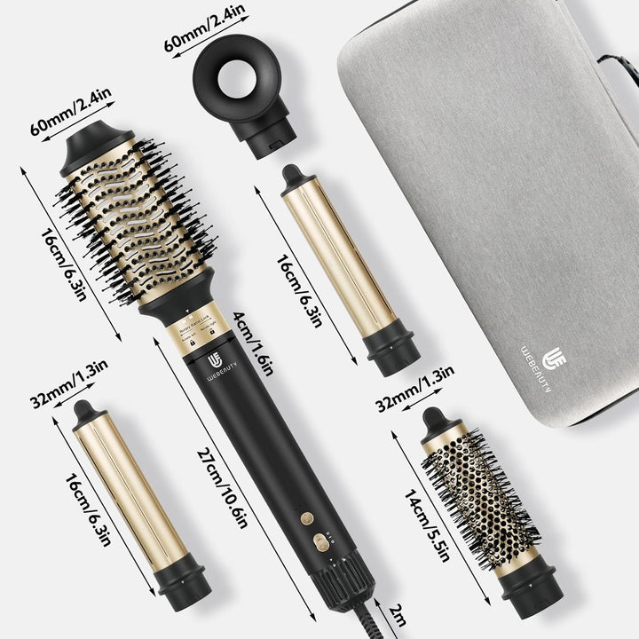 webeauty 6in1 Hairstyler, 110,000U/Min,30M/S,Hochgeschwindigkeit Haartrockner mit Warmluftbürste, Ru
