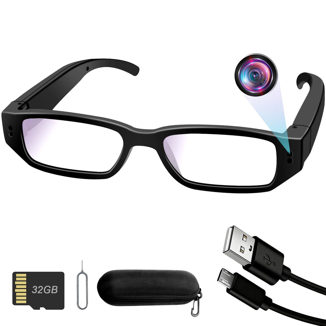 Mini Kamera 32GB, Brille Sportkamera Action Cam, Kleine Brille Videokamera 1080P HD, Tragbare Action