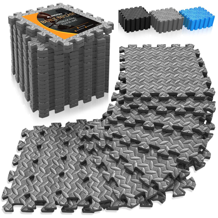 Amonax Bodenschutzmatte Fitness Puzzlematte, Schaumstoff Gym Matte Puzzlematte 30 x 30 cm, Pool Bode