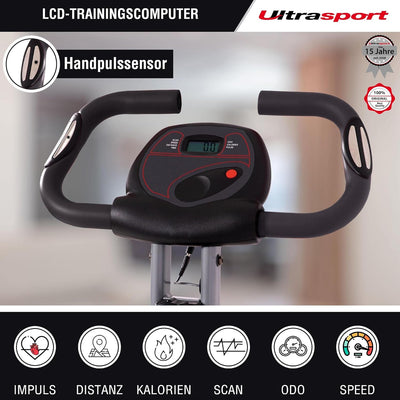 Ultrasport F-Bike/F-Rider Basics, Fahrradtrainer, Heimtrainer,klappbarer Hometrainer, LCD Display,op