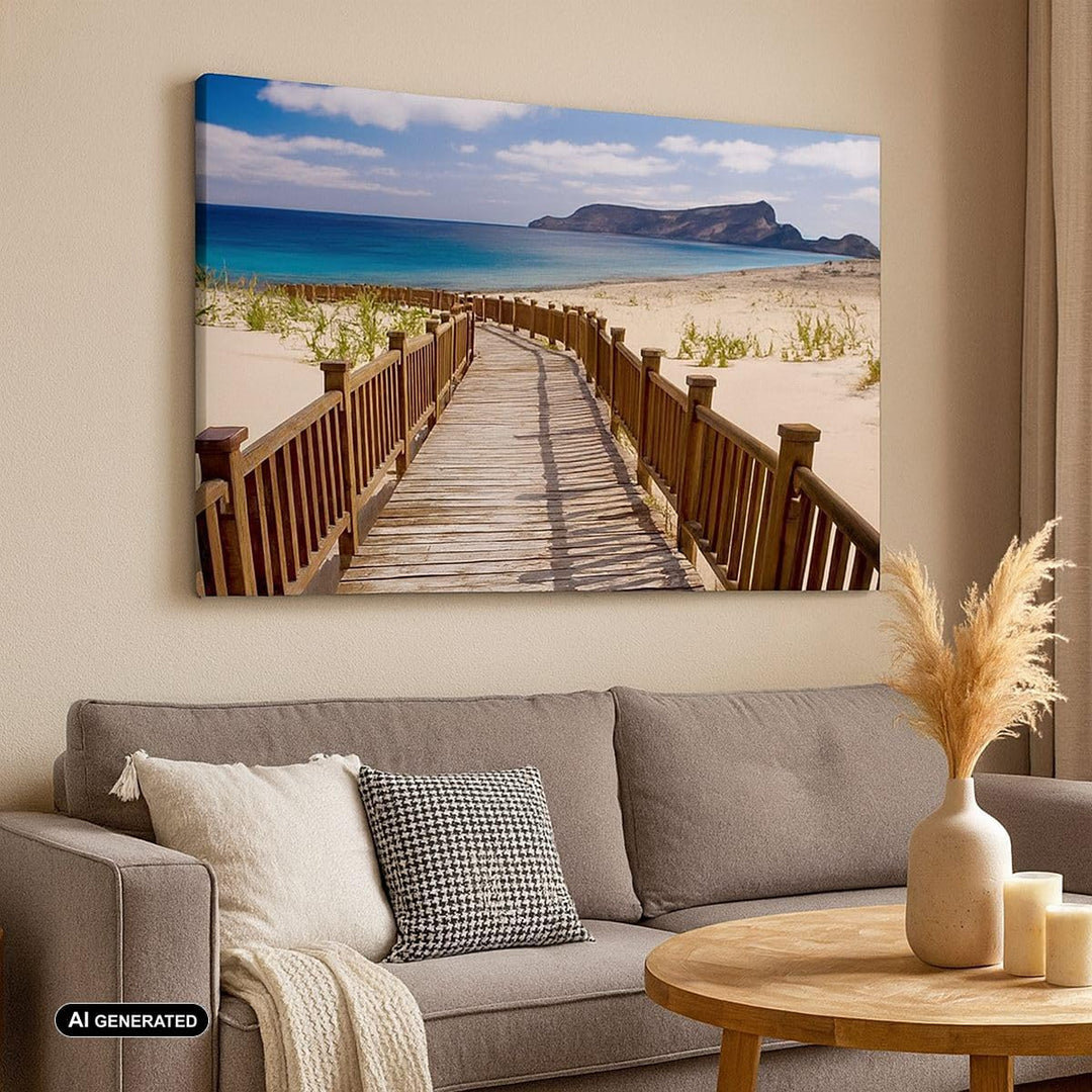 ARTTOR Bilder auf Leinwand 100x70cm Leinwandbild Ozean Strand Sand Ufer Gross Wanddeko Bild Schlafzi