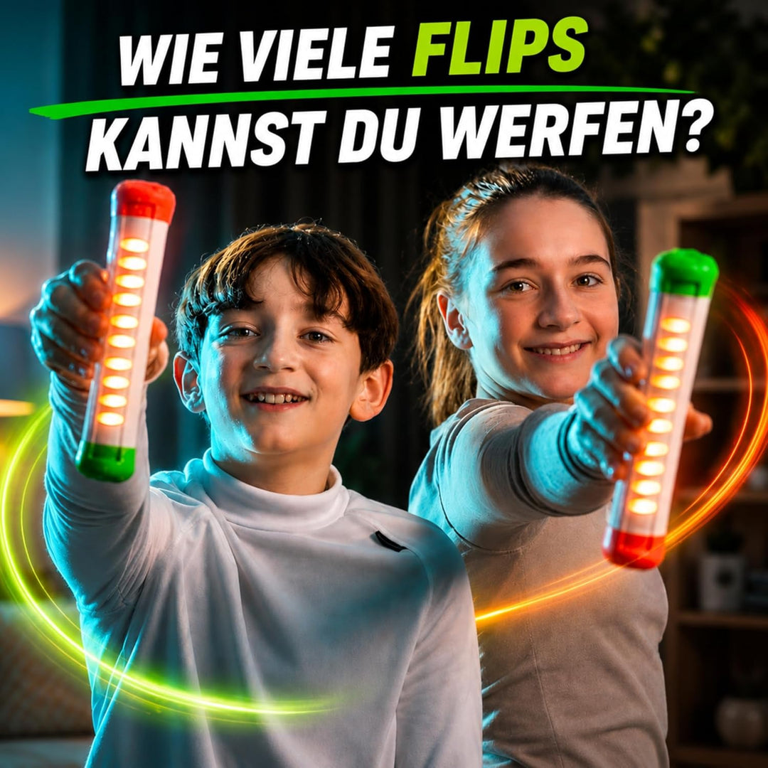 Stickflip - Werfen, Fangen, Hochleveln | 10 Spiele mit LEDs und Sound, Solo und Multiplayer, elektro