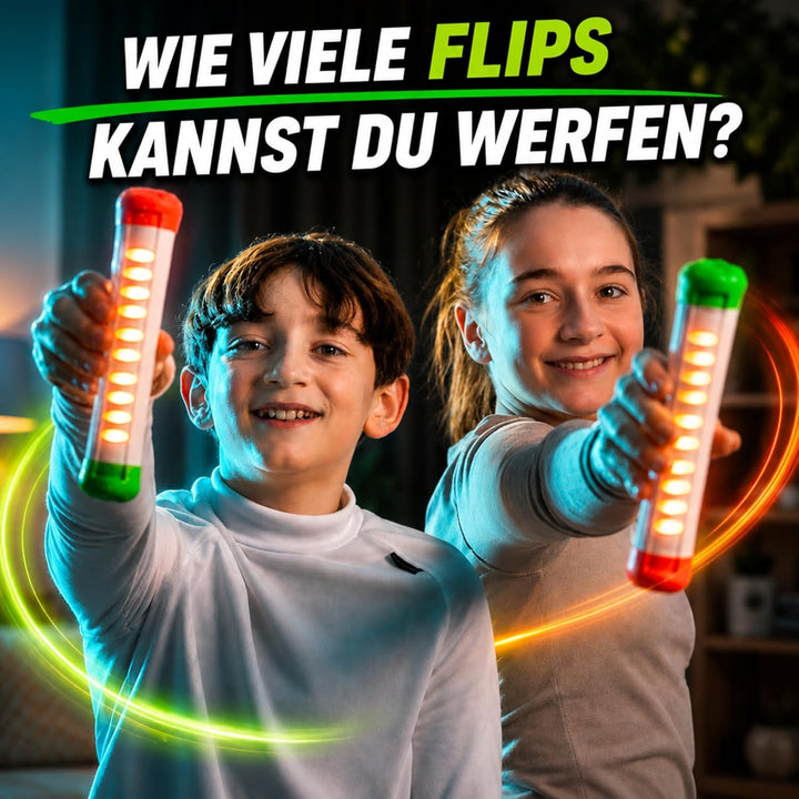 Stickflip - Werfen, Fangen, Hochleveln | 10 Spiele mit LEDs und Sound, Solo und Multiplayer, elektro