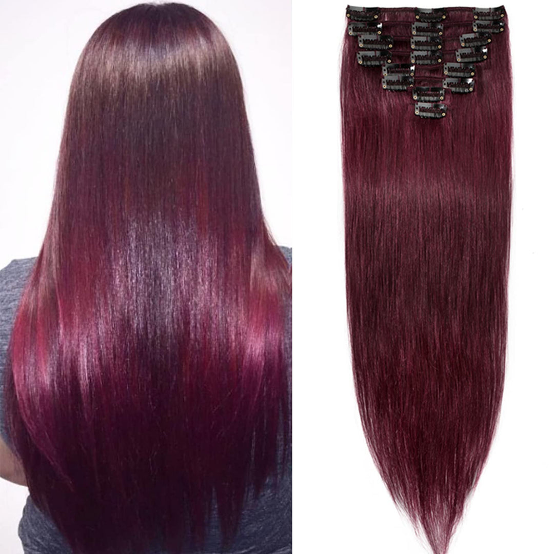 SEGO Extensions Clip in Echthaar Echthaar 8 Pcs Haarverlängerung Haarteil natürliches glatt Remy Haa