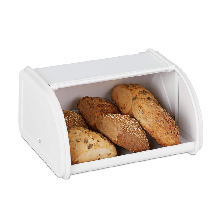 Relaxdays Brotkasten, mit Rolldeckel, aromadicht, Brot & Brötchen, Brotbehälter, Metall, HBT: 13,5 x
