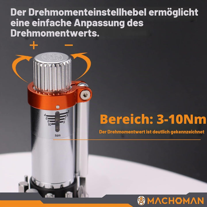 MACHOMAN TQW011 11 Pieces Torque Wrench Adjustable 3-10Nm, within +/- 5% genau, geeignet für Bike, T