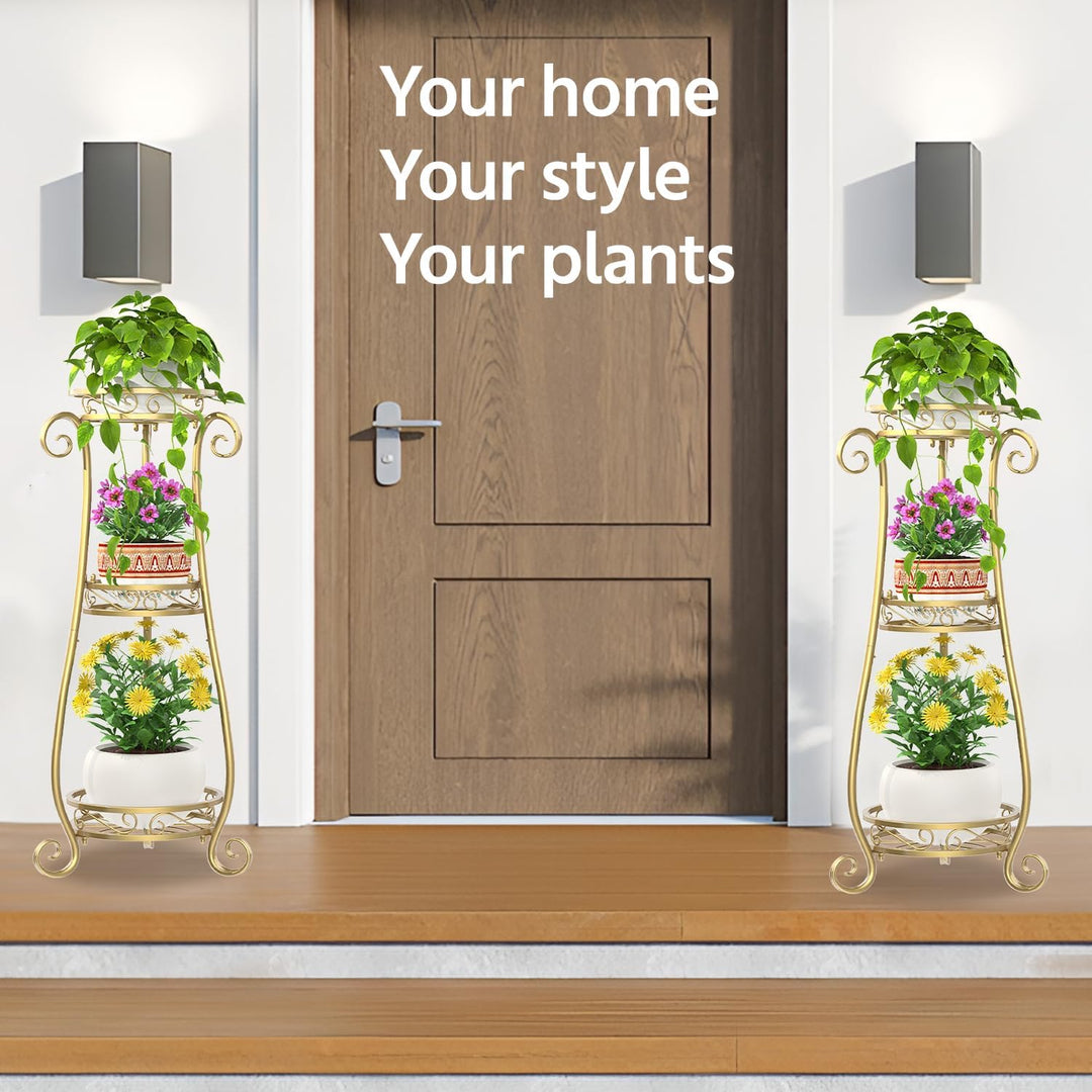 3 Stufiger Hoher Metallpflanzenstand Indoor Outdoor Clearance, 35 Zoll Rostfreier Eisen-Blumentopf H