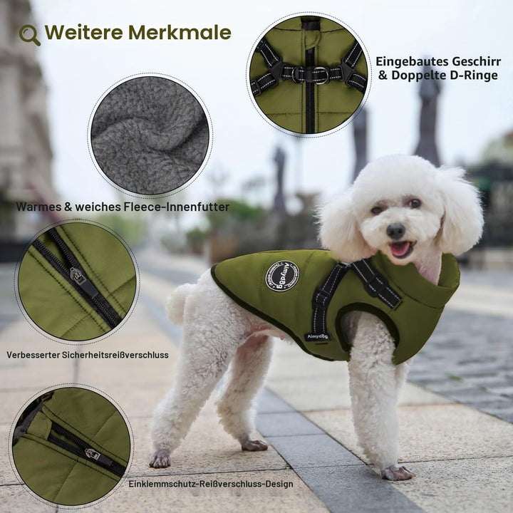Hundemantel Winter, Wärme Hundejacke Mit Brustgurt Gurt Winddichte mit bauchschutz, Haustier Outdoor